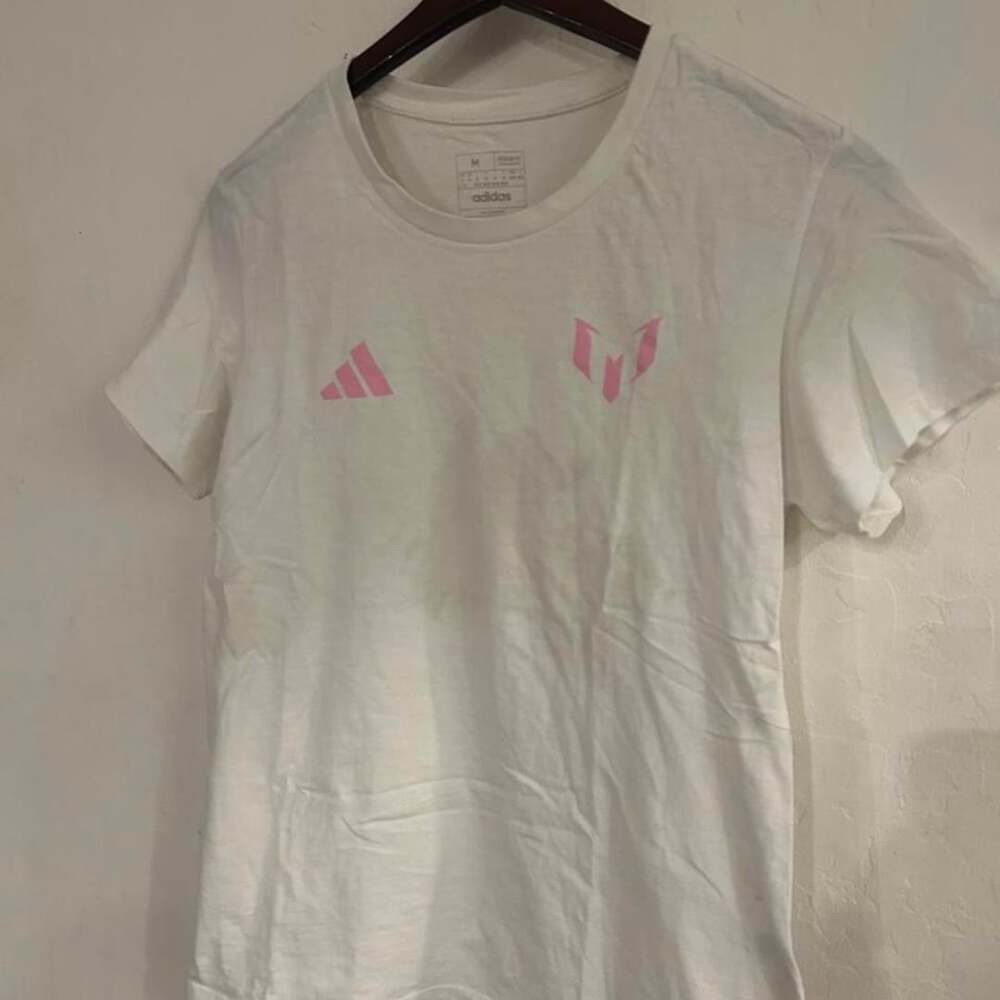 Adidas Messi 10 T-Shirt Youth Size M White Pink Blue